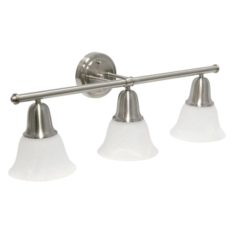 3 Light Metal and Alabaster White Glass Shade Vanity Wall Light Fixture with Metal Accents - Lalia Home, 4 of 10