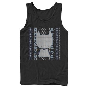 Men's Batman Ugly Christmas Chibi Snow Bat Tank Top - 1 of 4