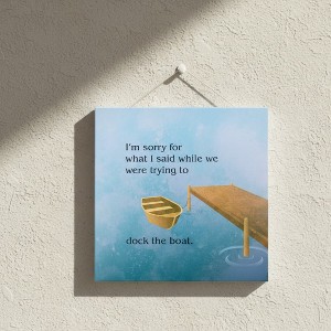 Docking the Boat Canvas Wall Art Outdoor Display – 24 x 24 Inch by Manual Woodworkers and Weavers - 1 of 2