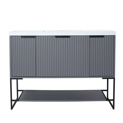 48" Bathroom Vanity With Resin Sink, Bathroom Cabinet With Storage Drawer Doors, Freestanding Bathroom Cabinet
