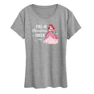 Women's - Disney - Full Of Christmas Cheer Ariel Short Sleeve Graphic T-Shirt - 1 of 4