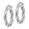 Black Bow Jewelry 3.5mm Triple Twisted 14k White Gold Round Hoop Earrings, 21mm - 2 of 4