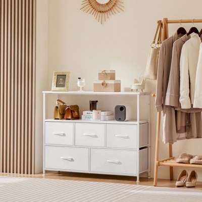 RISOKEYS Dresser for Bedroom with Fabric Drawers,TV Stand,Storage Cabinet,with Metal Frame and Wooden Top for Clothing, Closet,Guest Room,