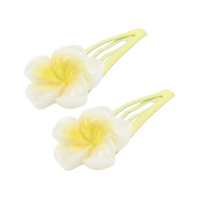 Unique Bargains Women's Grace Flower Hair Clip 2.32"x1.1"x0.39" Yellow White 2pcs