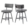 FURNIinspire Counter And Bar Stools Swivel Counter Height Stools Set of 2, Kitchen Bar Stool with Footrest, PU Cushion, Gray, 19"*21.75"*38.5" - 2 of 4