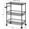 3 Tier Wire Utility Cart with Handle and Adjustable Basket, Kitchen Cart with Metal Wheels, Utility Storage Rack - 3 of 4
