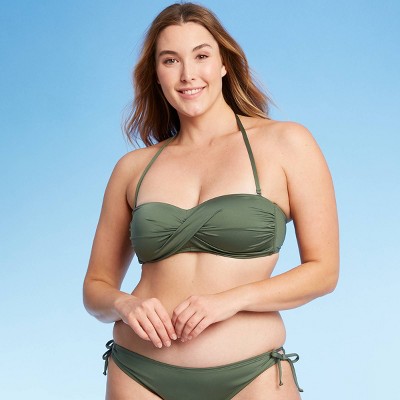 green bandeau bikini top