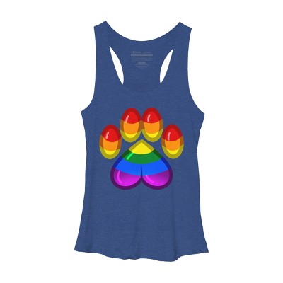 Adult Design By Humans Rainbow Pride Heart Pawprint By leashonlife Racerback Tank Top