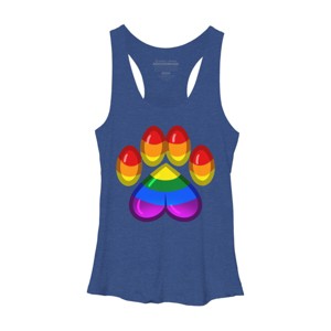 Adult Design By Humans Rainbow Pride Heart Pawprint By leashonlife Racerback Tank Top - 1 of 2