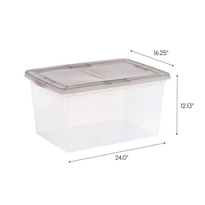Clear Stackable Plastic Storage Bins with Lids, 58 Quart, Set of 5