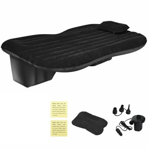 Costway Inflatable Car Air Backseat Mattress Flocking Travel SUV Camping Pad Pill & Pump - 1 of 4