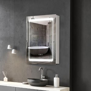 LED Lighted Medicine Cabinet with Mirror, Wall-Mounted Plug-In Bathroom Organizer with 3 Storage Shelves - 1 of 4