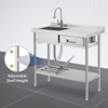 Stainless Steel Utility Sink with Workbench & Drawer - Commercial Deep Bowl Sink Station (23.6"W x 31.5"H) for Outdoor Kitchen - 4 of 4