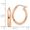 Black Bow Jewelry 3.75mm x 22mm Polished 14k Rose Gold Domed Oval Tube Hoop Earrings - 4 of 4