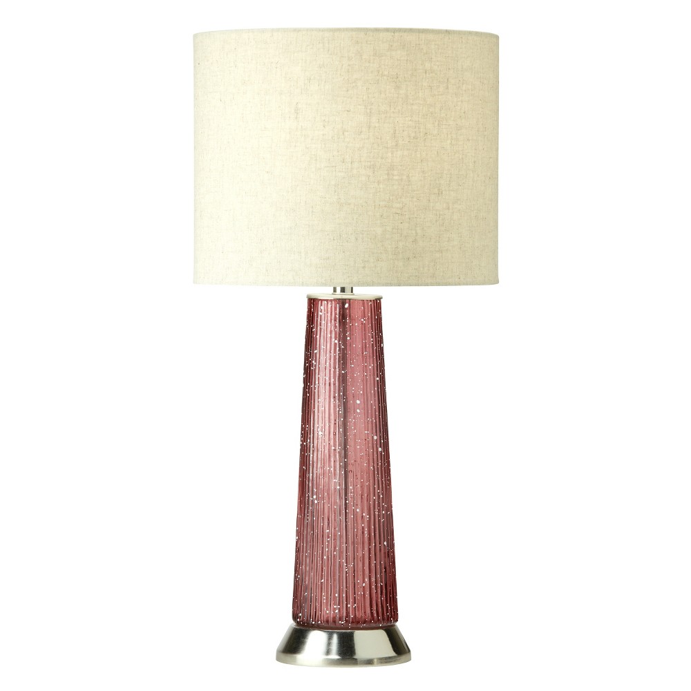 River of Goods 22" 1-Light Ellery Glass and Metal Table Lamp Red: Contemporary Design, Linen Shade, UL Listed