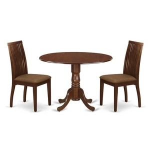 3-Piece Mahogany Finish Solid Wood Top - Round Dining Room Set  - Seats 4 - 1 of 4