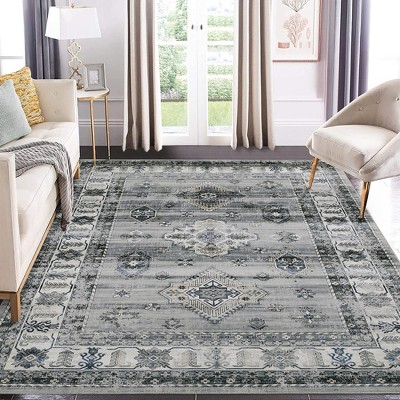 Washable Rug Vintage Rug Non Slip Indoor Floor Carpet Boho Accent Area Rug for Living Room Bedroom Kitchen