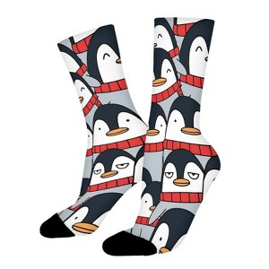 Penguins In Scarfs Women Printed Crew Socks Funny Funky Socks Soft Polyester Novelty Gifts for Artists Men - 1 of 1