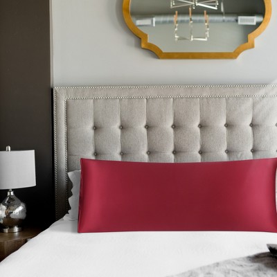 2 Pcs Body 20"x48" Satin Silky for Hair and Skin Pillowcase Wine Red - PiccoCasa