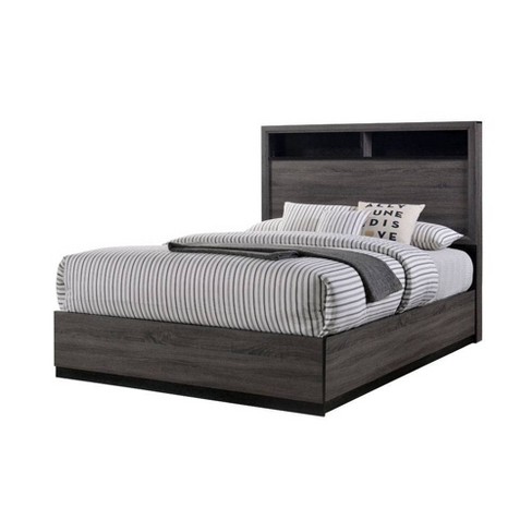Flemming Storage Headboard Bed Gray, Full Bed Headboard With Shelves