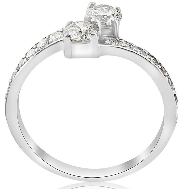 Pompeii3 1 Carat Forever Us Diamond Two Stone Engagement Ring 10K White Gold, 4 of 8