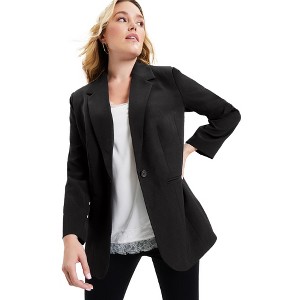 June + Vie by Roaman's Women's Plus Size Classic Blazer - 1 of 4