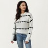 Anna-Kaci Women's Long Sleeve Knit Sweater with Heart Pattern and Ribbed Trim - 2 of 4