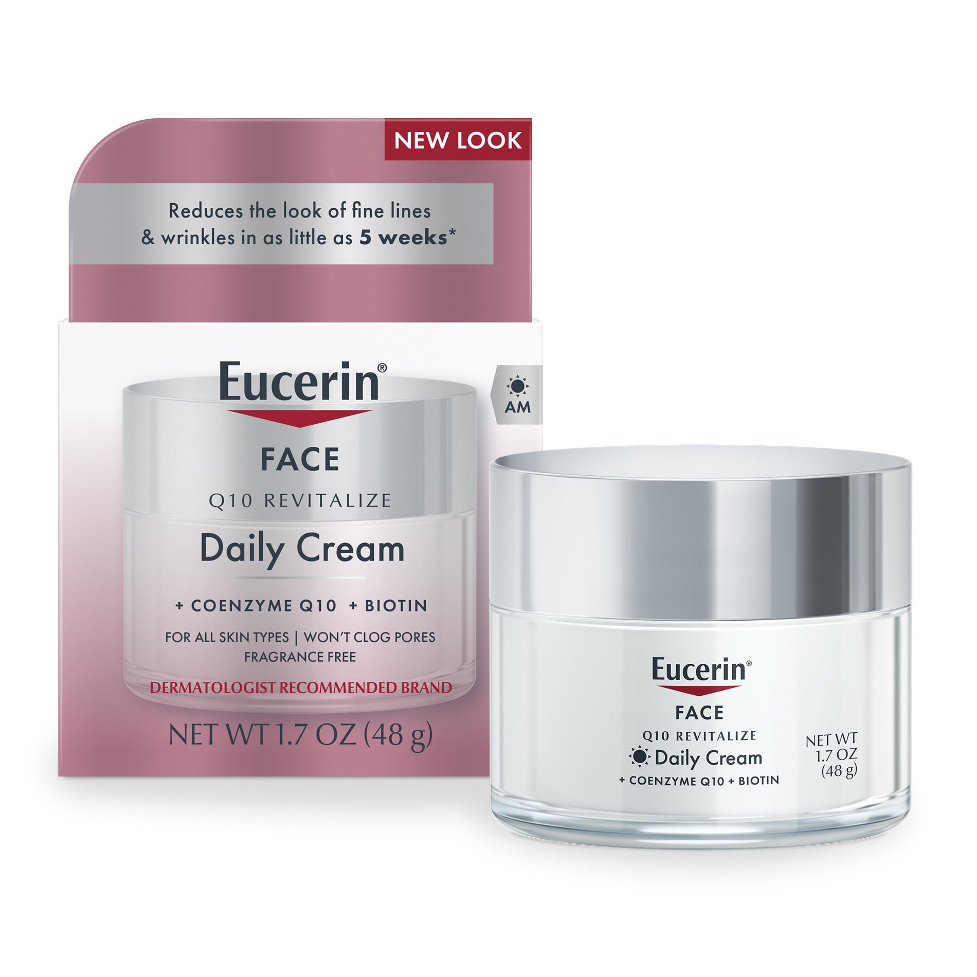 Eucerin Q10 Anti-Wrinkle Sensitive Skin Unscented Face Cream - 1.7oz: Moisturizing, Noncomedogenic, Daily Facial Moisturizer