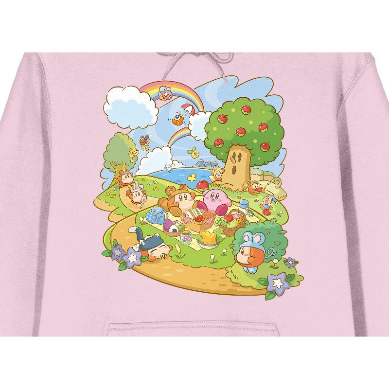 Kirby Whispy Woods Picnic Long Sleeve Cradle Pink Men's Hooded Sweatshirt, 2 of 3