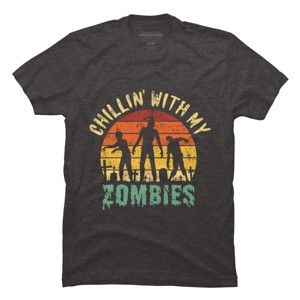 Men's Design By Humans Halloween Chillin With My Zombies Funny By Ering T-Shirt - 1 of 4