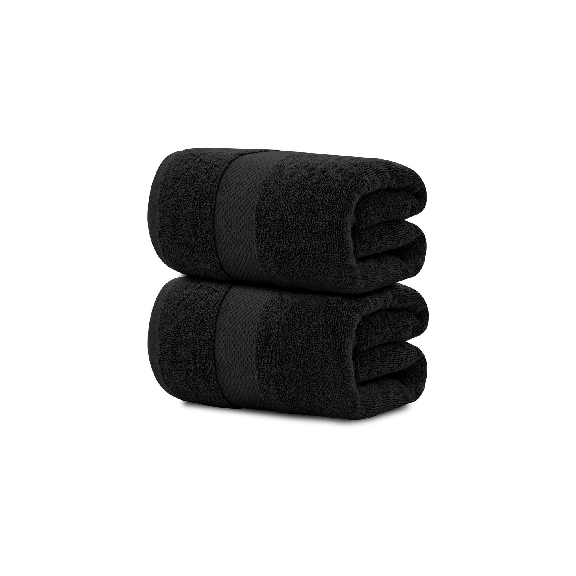 White Classic Luxury 100% Cotton Bath Sheets Set of 2 - 35x70" Black