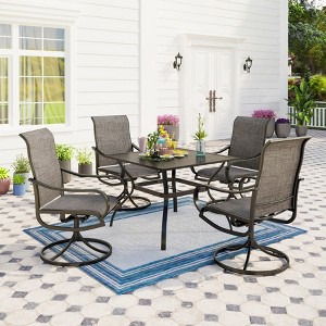 Captiva Designs 5pc Patio Dining Steel Table & Textilene 360 Degree Swivel Chairs - 1 of 4