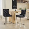 DOMETOUR 25" Counter Height Bar Stools Set of 2 Modern Velvet Upholstered Barstools with Button Back & Rivet Trim - 3 of 4