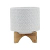 VisioGear 8" Tall Round Planter with Wooden Stand, Plant Pots for Living Room, Bedroom, White, 8"*8"*10" - 4 of 4