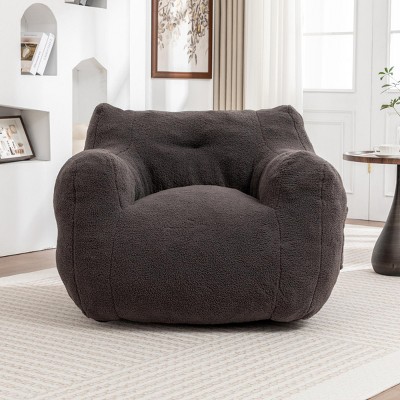SEVOBAL Sofas Bean Bag Chair with Armrests High-Density Foam Comfy Lounge Sofa for Living Room Bedroom, Gray, 37"*35"*31.1"