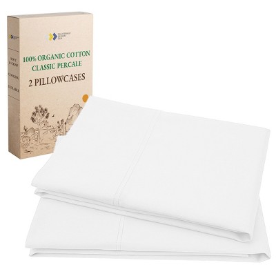 100% Organic Cotton Pillowcase Set, Percale- California Design Den