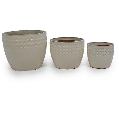 Wooakway 15" Dia Outdoor Indoor Ceramic Planter Pot Decorative Planter with Drainage Hole Patio Flower Pot