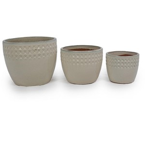 Wooakway 15" Dia Outdoor Indoor Ceramic Planter Pot Decorative Planter with Drainage Hole Patio Flower Pot - 1 of 4