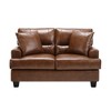 Faux Leather Loveseat Sofa with 2 Throw Pillows, Tufted Loveseat with Wooden Legs, Morden Sofa Suitable for Living Room, Office - Morden Fort - 2 of 4