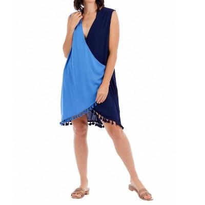 Mud Pie Women's Georgia Tassel Tank Top - Navy Blue Racerback With Keyhole Detail - View #10