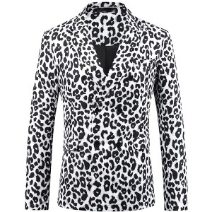 INSPIRE CHIC Men's Party Festival Peak Lapel Double-Breasted Animal Print Blazer - 1 of 4