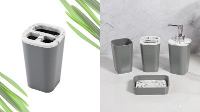 White Resin and Plastic 4-Piece Bathroom Accessory Set