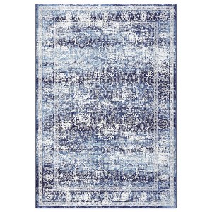 Washable Vintage Printed Rug Non Slip Low Pile Rug Retro Throw Floor Cover Foldable Indoor Carpet for Living Room Bedroom - 1 of 4