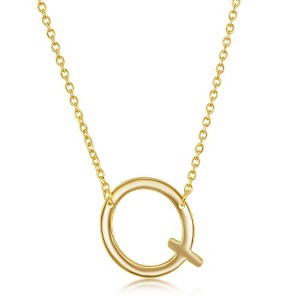 Bella Silver Sterling Silver Sideways Initial 18" Pendant Necklace - Available Colors: Silver, Gold - 1 of 2