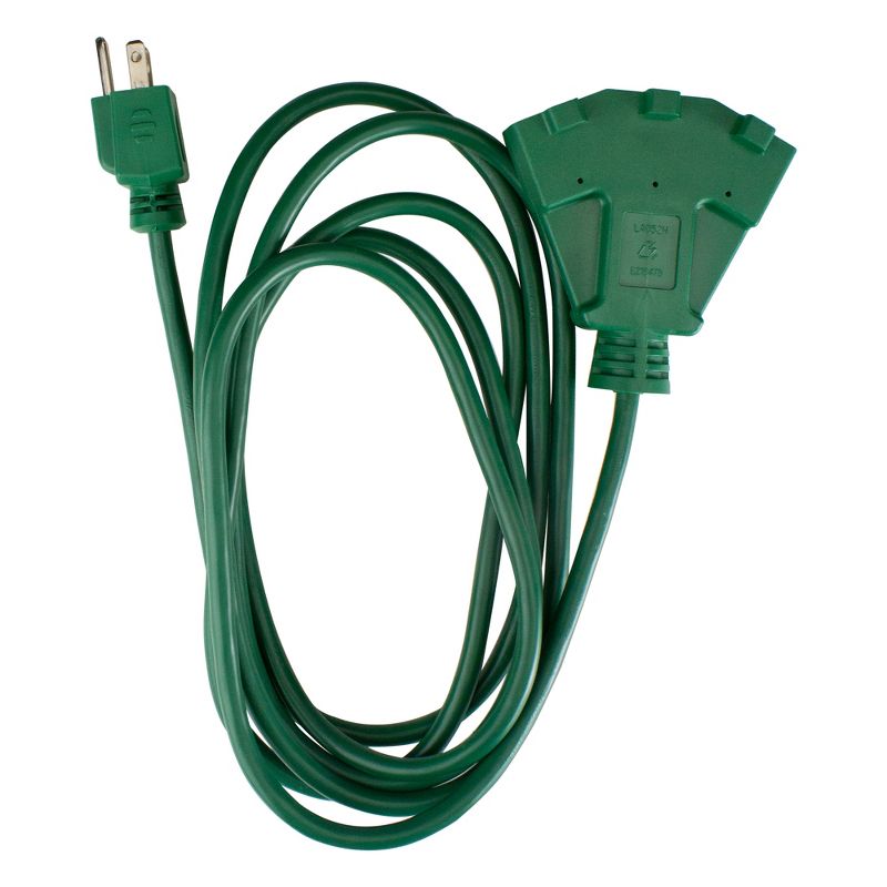 Northlight 10' Green 3-Prong Outdoor Extension Power Cord with Fan Style Connector, 2 of 5