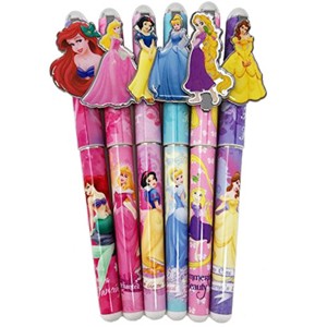 Disney Princess 6 Pen Set, Snow White, Cinderella, Belle, Ariel, Rapunzel, Aurora - 1 of 2