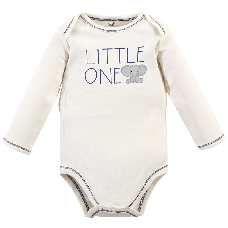 Touched by Nature Organic Cotton Long-Sleeve Bodysuits 5pk, Blue Elephant, 4 of 8
