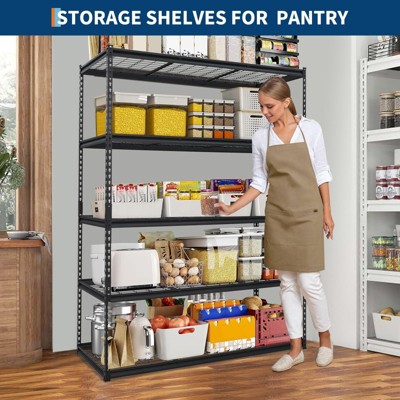 5-Tier Garage Shelving, 2500 Lbs Adjustable Metal Storage Shelves, Capacity Heavy Duty Shelving Unit for Garage, Industrial Utility Shelf Storage