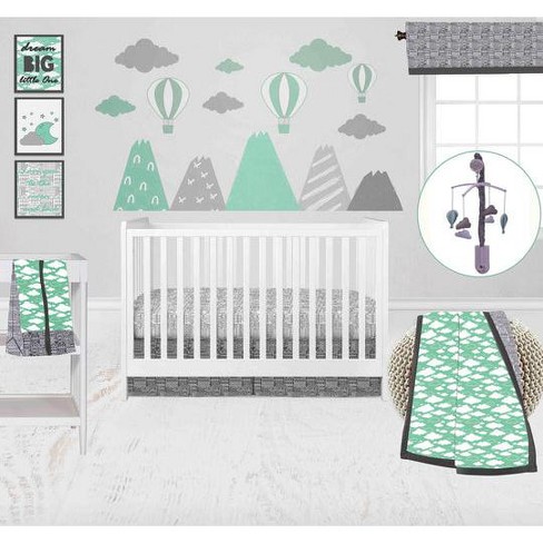 Mint and grey crib hot sale bedding