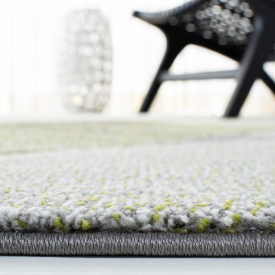 Mid-Century Modern Hand-Knotted Gray Synthetic Area Rug - 27in x 4in